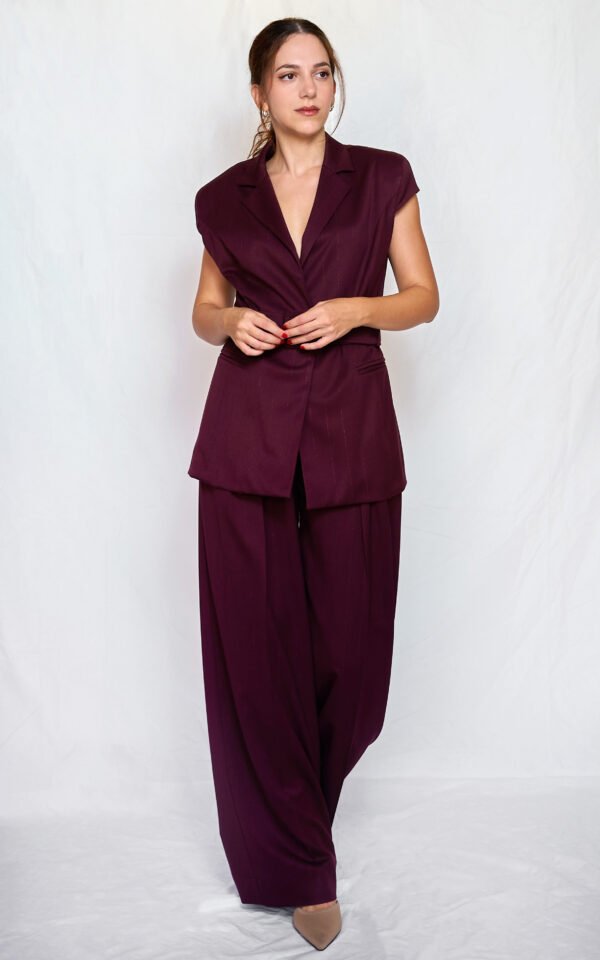 Bordeaux tailored pinstriped pants/ckontova παντελόνι