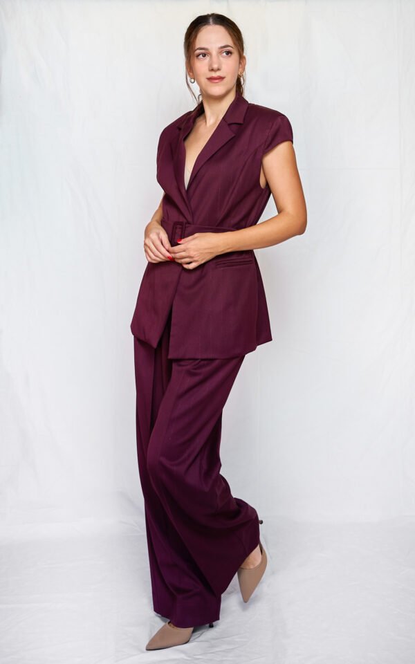 Bordeaux tailored pinstriped pants/ckontova παντελόνι - Image 2