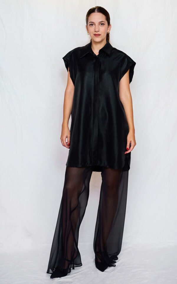 Metallic shirt dress black one size/ckontova μίνι φόρεμα - Image 2