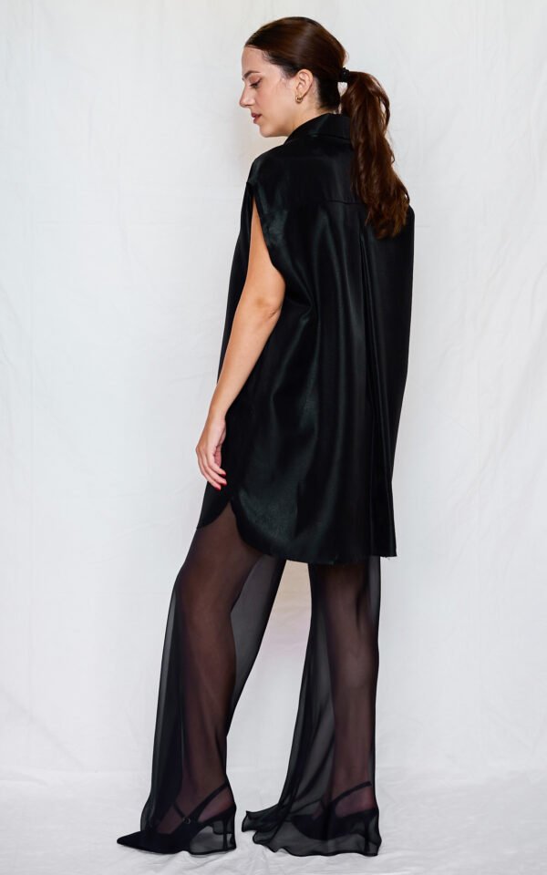 Metallic shirt dress black one size/ckontova μίνι φόρεμα - Image 3