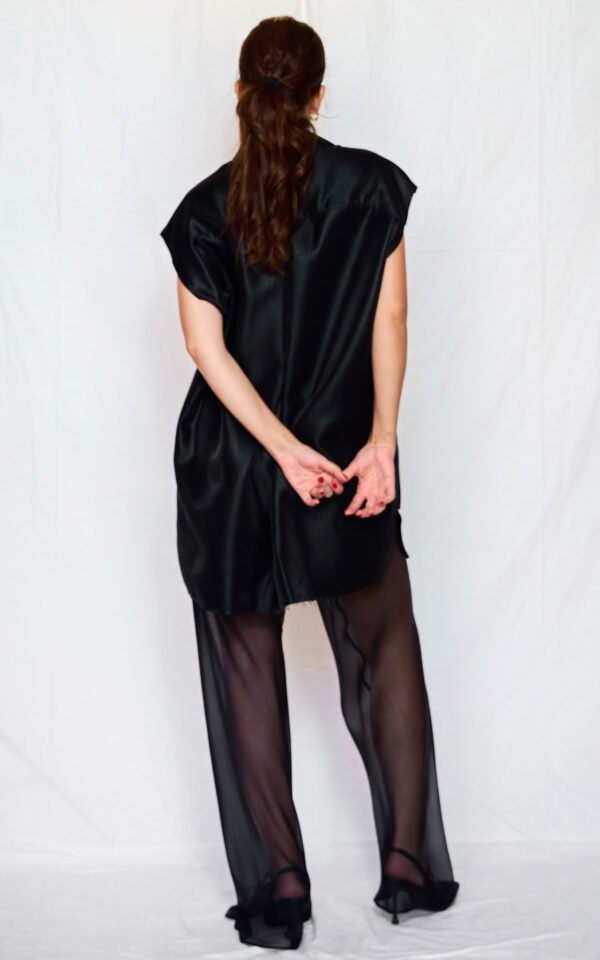 Metallic shirt dress black one size/ckontova μίνι φόρεμα - Image 4
