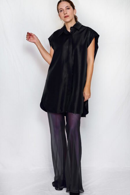 Metallic shirt dress blue one size/ckontova μίνι φόρεμα