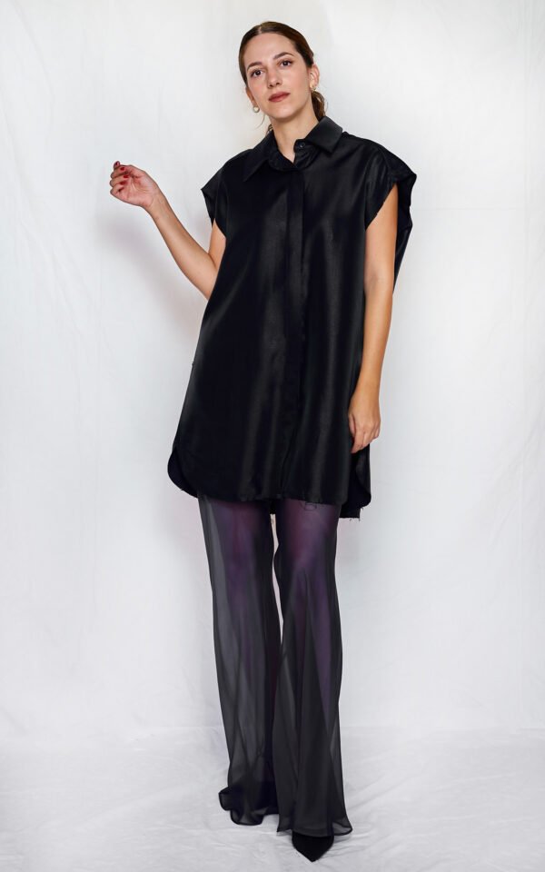 Metallic shirt dress blue one size/ckontova μίνι φόρεμα