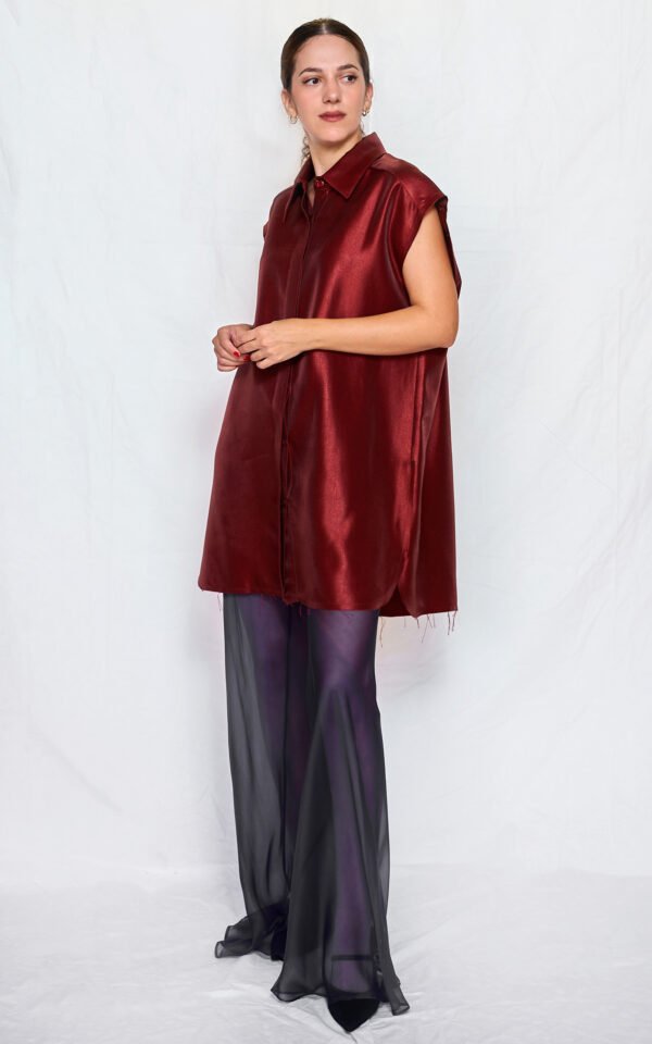 Blue silk sheer pants/ckontova παντελόνι - Image 2