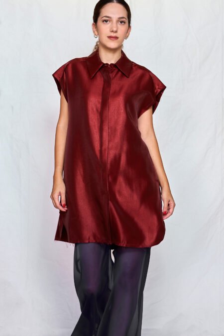 Metallic shirt dress chilli one size/ckontova μίνι φόρεμα