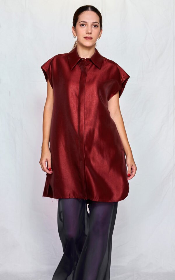 Metallic shirt dress chilli one size/ckontova μίνι φόρεμα
