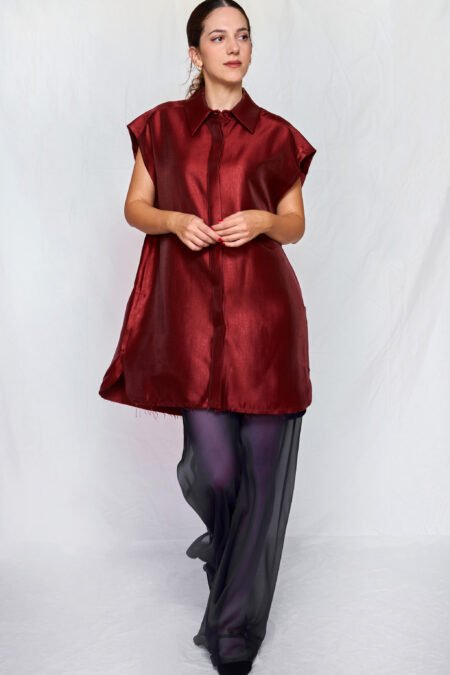 Blue silk sheer pants/ckontova παντελόνι