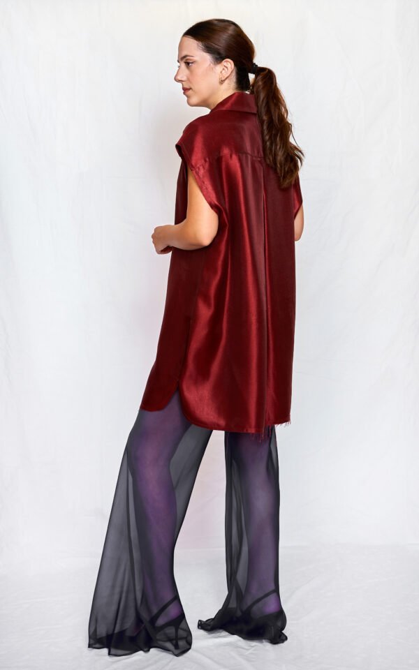 Blue silk sheer pants/ckontova παντελόνι - Image 4