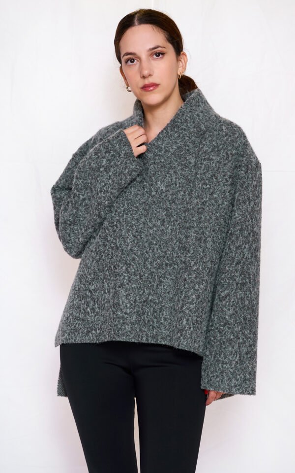 V neck knit top grey/ckontova πλεκτό τοπ