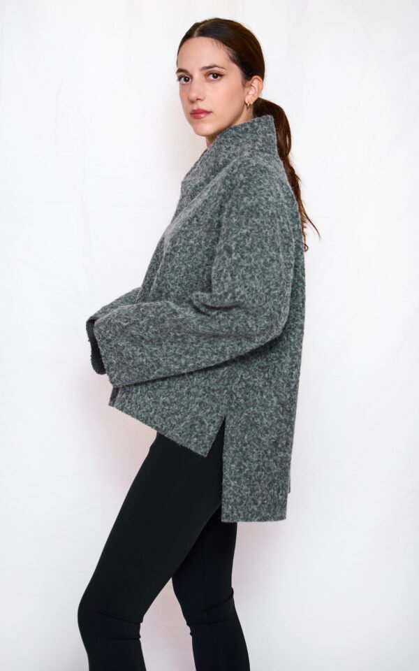 V neck knit top grey/ckontova πλεκτό τοπ - Image 2
