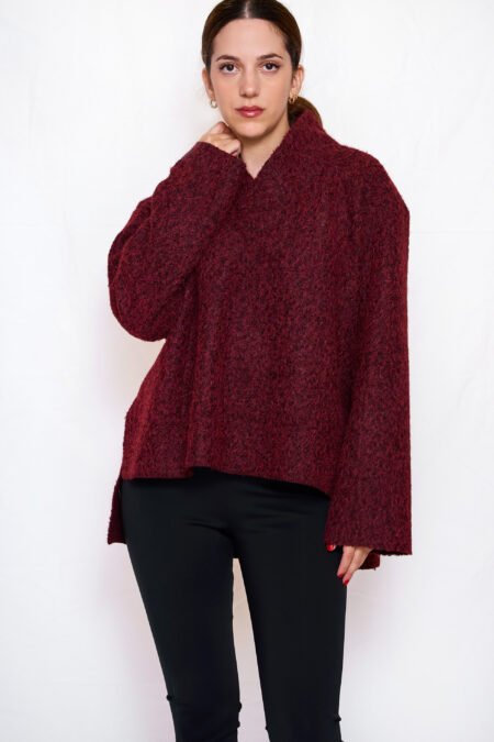 V neck knit top bordeaux/ckontova πλεκτό τοπ