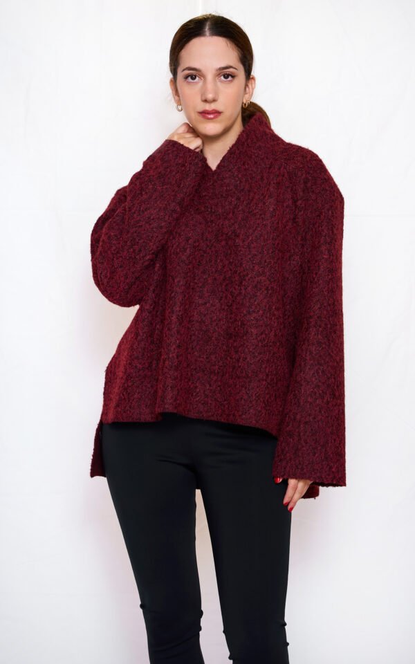 V neck knit top bordeaux/ckontova πλεκτό τοπ