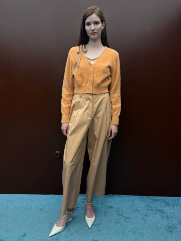 Classic pants cropped peach/Milk White παντελόνι - Image 2