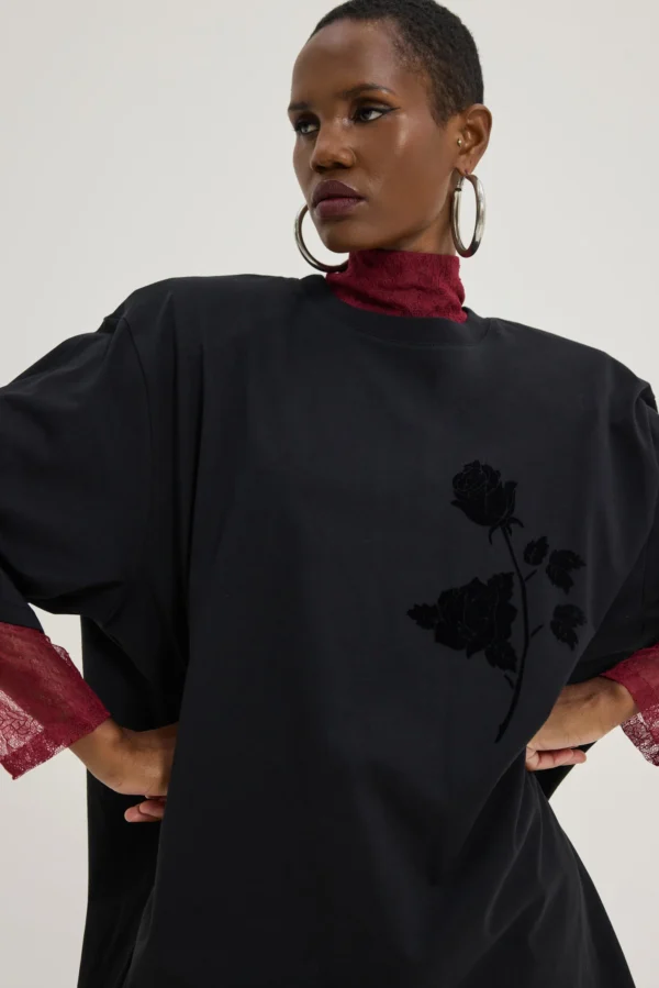 Sahara Flower T-shirt (Black)/Hemithea t-shirt
