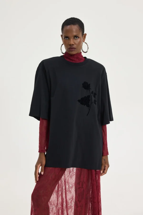 Sahara Flower T-shirt (Black)/Hemithea t-shirt - Image 2