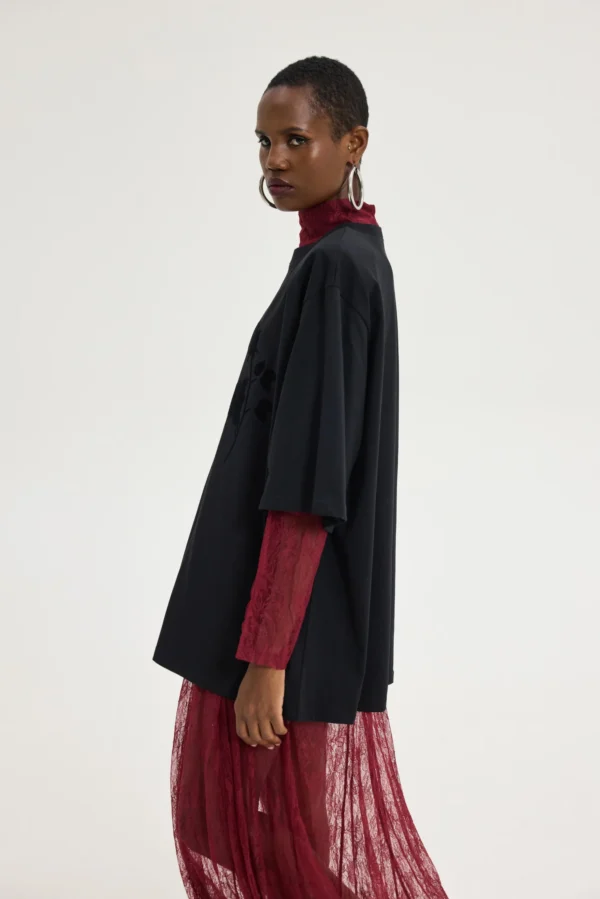 Sahara Flower T-shirt (Black)/Hemithea t-shirt - Image 3