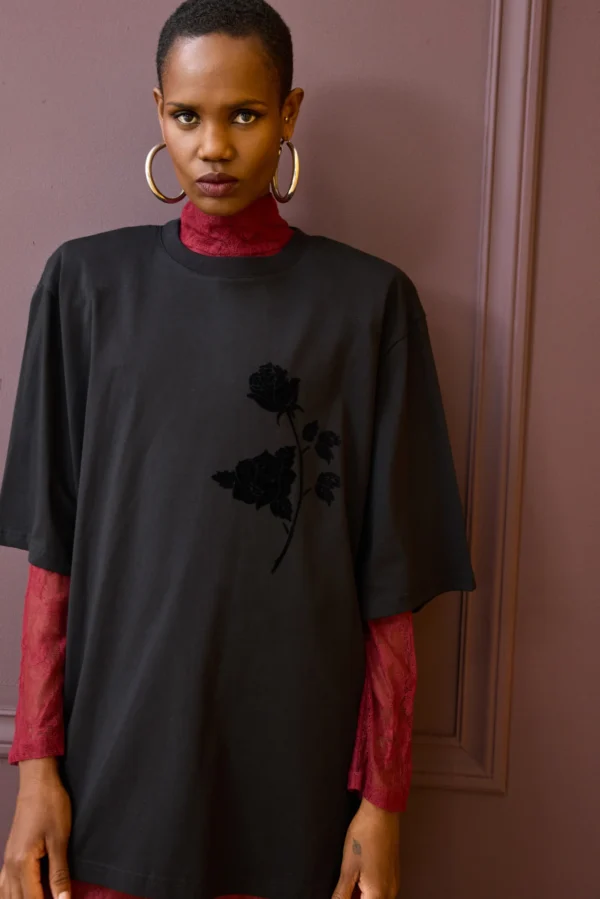 Sahara Flower T-shirt (Black)/Hemithea t-shirt - Image 5