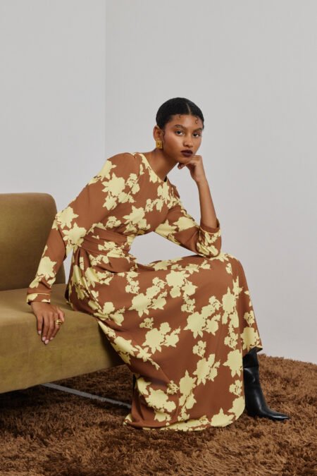 Zeta dress chocolate-yellow/Mamoush φόρεμα