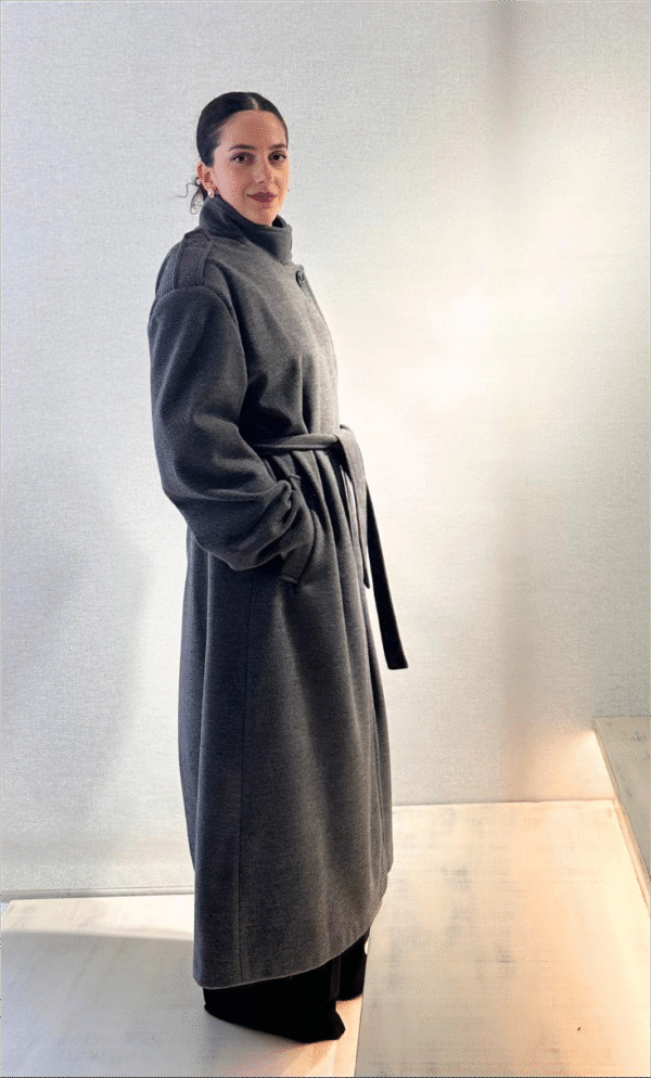 Grey long coat/ckontova παλτό - Image 2