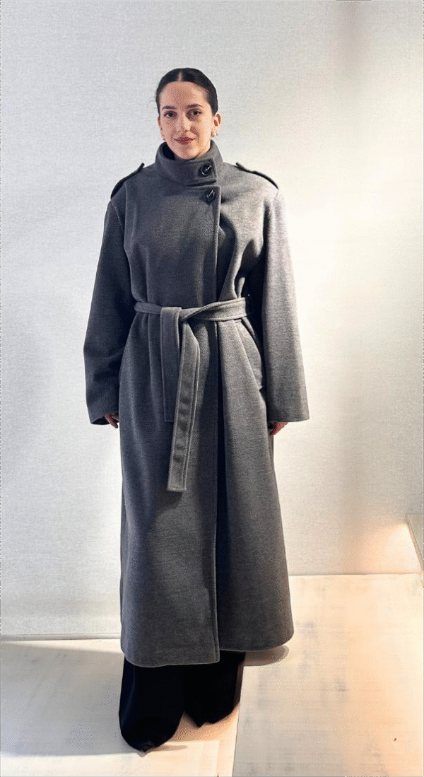 Grey long coat/ckontova παλτό