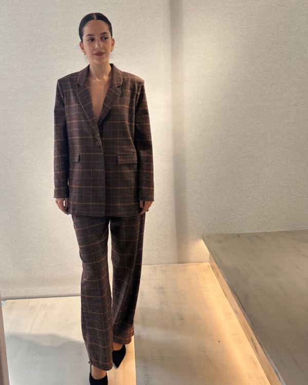 Amara καρό blazer (brown-camel)/New age σακάκι - Image 2