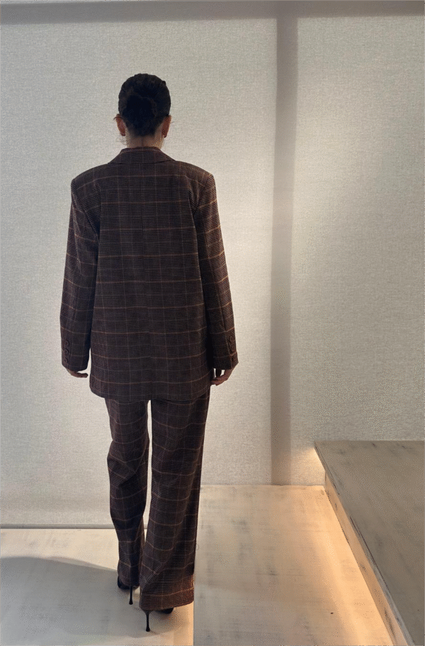 Amara καρό blazer (brown-camel)/New age σακάκι - Image 3