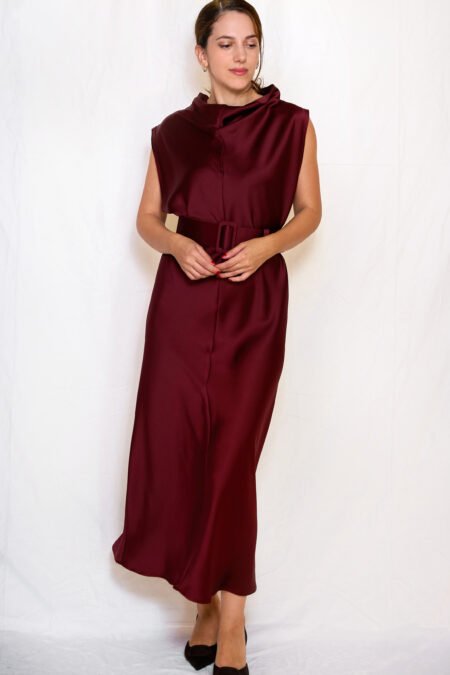 High neck dress bordeaux/ckontova φόρεμα
