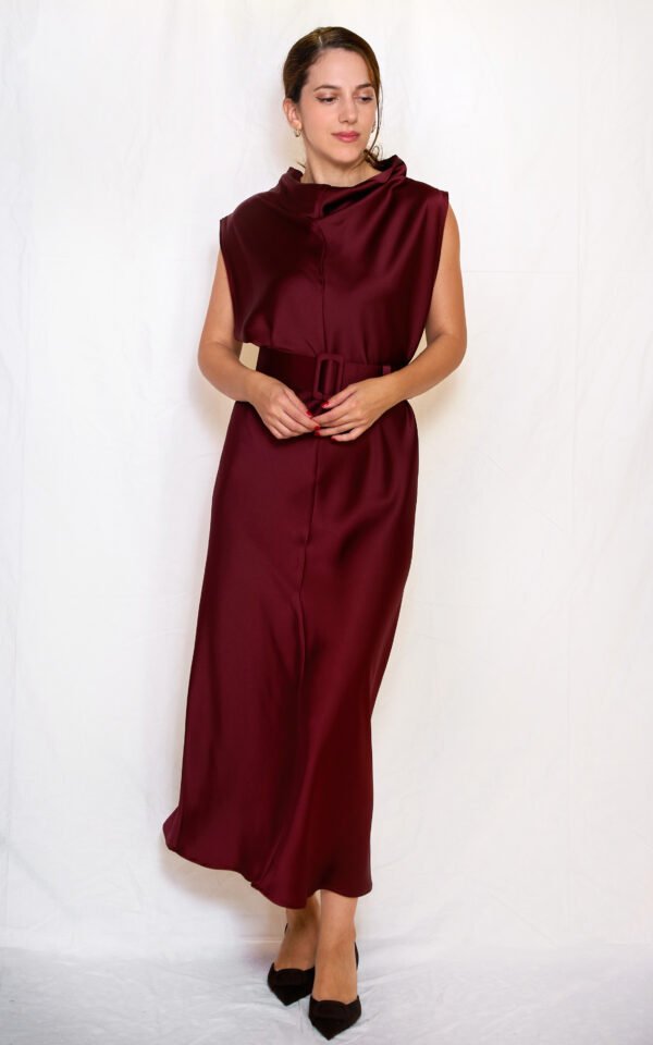 High neck dress bordeaux/ckontova φόρεμα