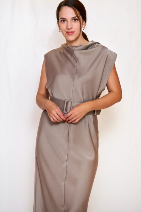 High neck dress grey/ckontova φόρεμα