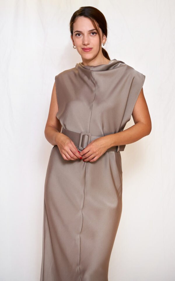 High neck dress grey/ckontova φόρεμα