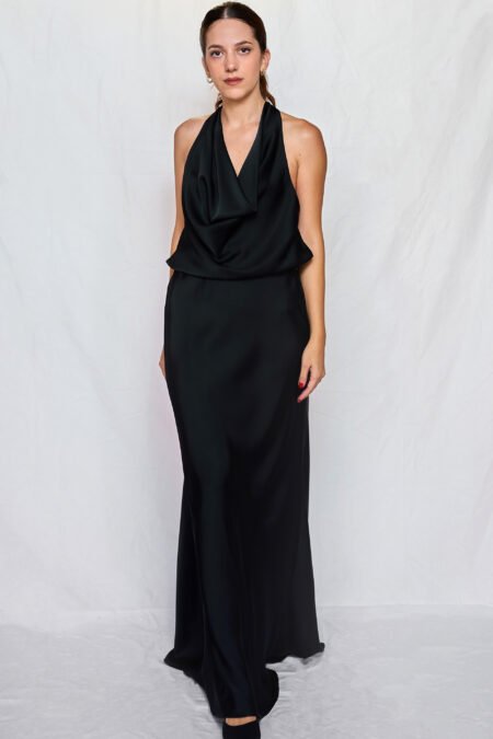 Satin drape top black one size/ckontova τοπ
