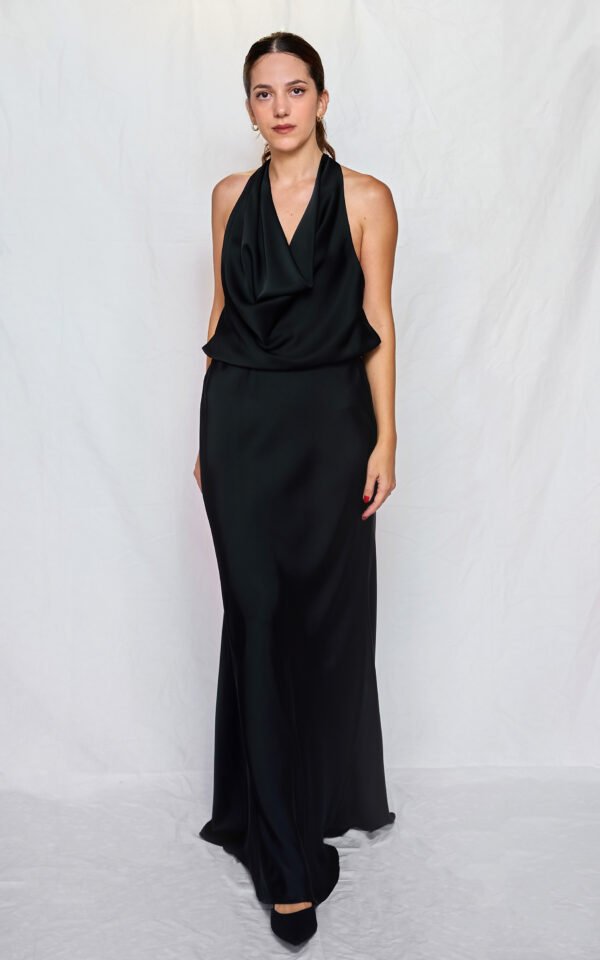Satin drape top black one size/ckontova τοπ