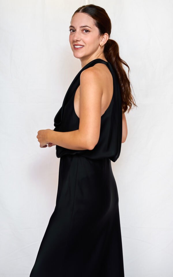 Satin drape top black one size/ckontova τοπ - Image 2