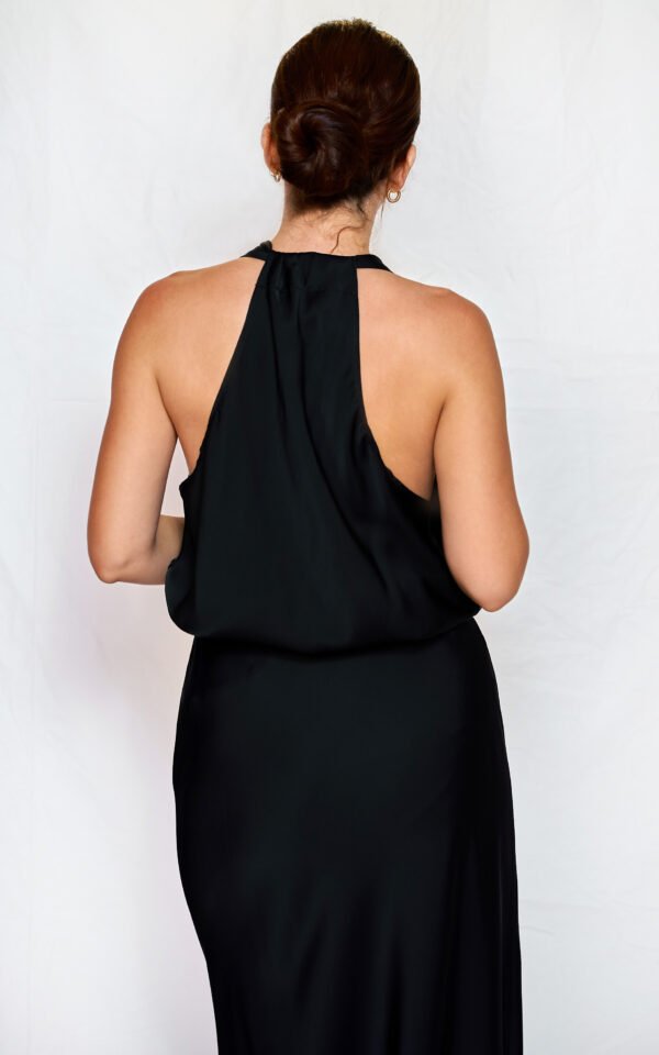 Satin drape top black one size/ckontova τοπ - Image 3