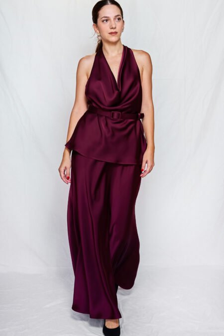 Satin long skirt plum/ckontova φούστα