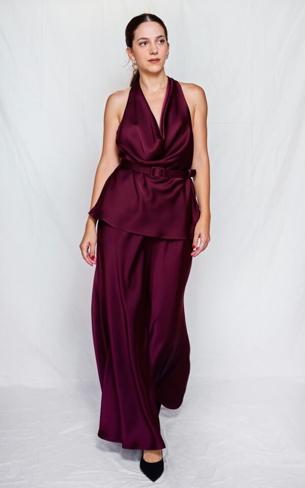 Satin drape top plum one size/ckontova τοπ - Image 2
