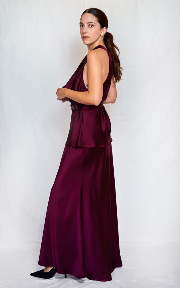 Satin drape top plum one size/ckontova τοπ - Image 3