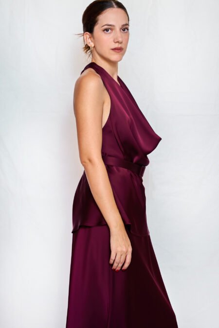 Satin drape top plum one size/ckontova τοπ