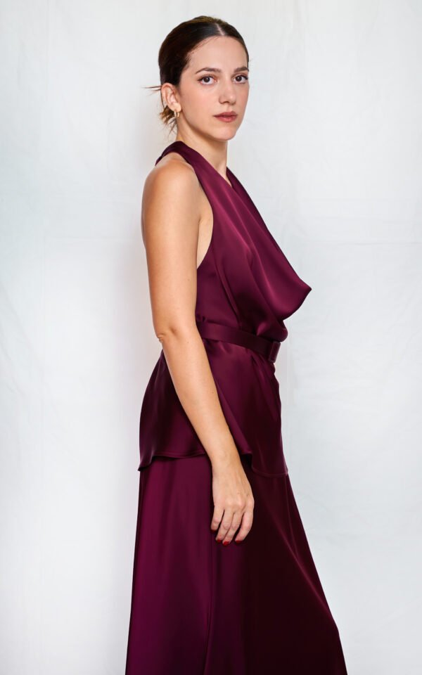 Satin drape top plum one size/ckontova τοπ