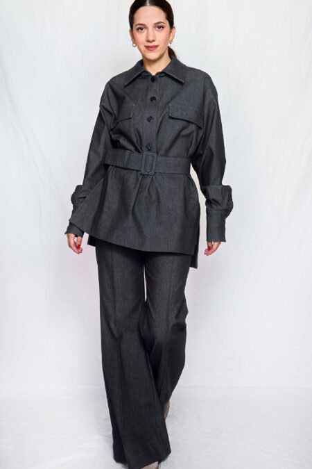 High waisted denim wide pants/ckontova παντελόνι
