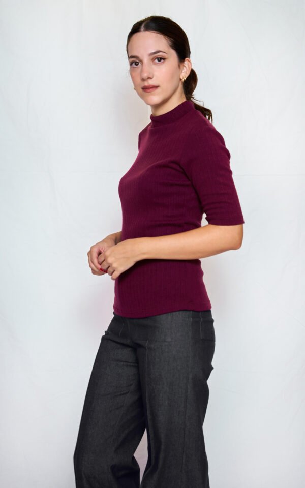 Rib knit top bordeaux one size/ckontova τοπ - Image 2