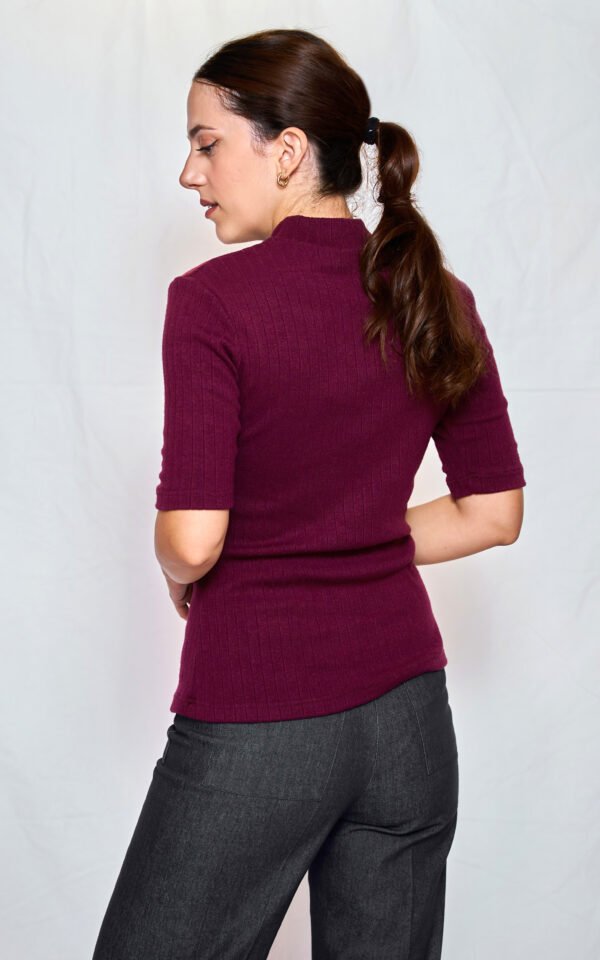 Rib knit top bordeaux one size/ckontova τοπ - Image 3