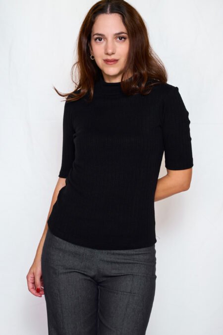 Rib knit top black one size/ckontova τοπ