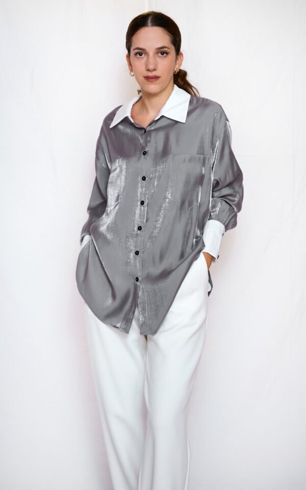 Satin shirt grey one size/ckontova πουκάμισο