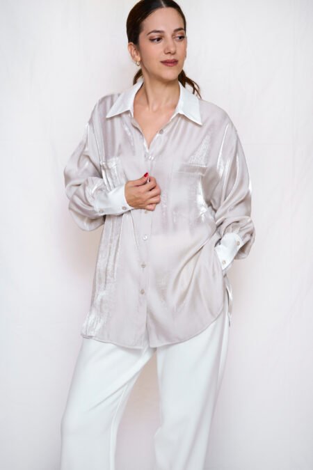 Satin shirt beige one size/ckontova πουκάμισο