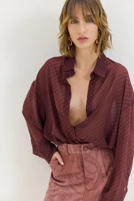 Heather Shirt (Old Tie Bordeaux)/Hemithea πουκάμισο