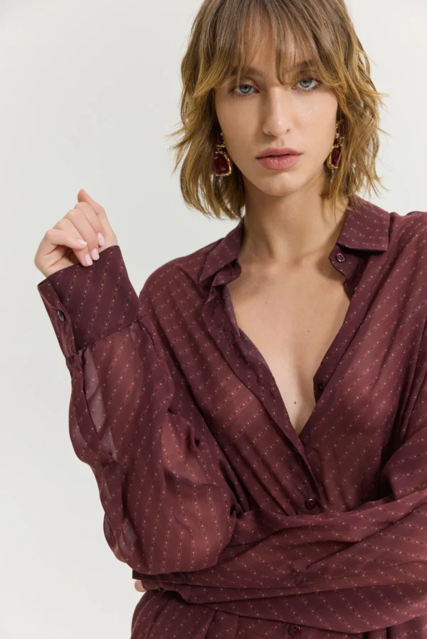 Heather Shirt (Old Tie Bordeaux)/Hemithea πουκάμισο - Image 3