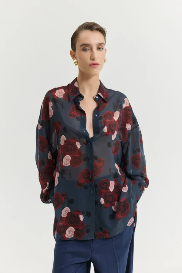 Heather Shirt (Shadow Roses Blue)/Hemithea πουκάμισο - Image 4