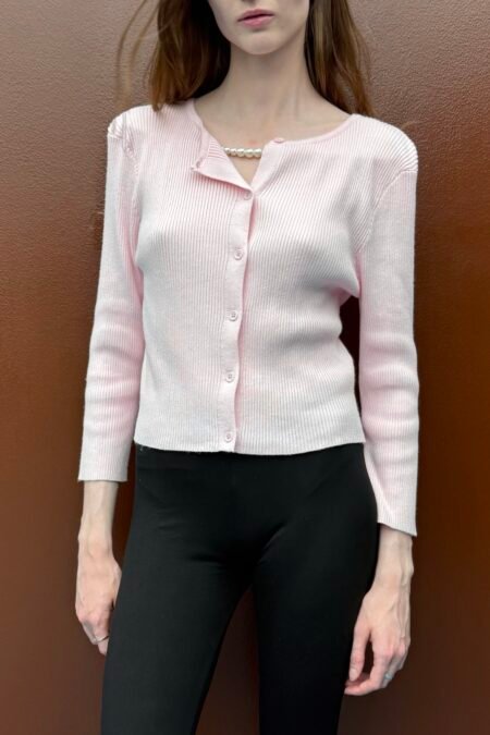Knitted top with decorative pearl necklace/Milkwhite μπλούζα