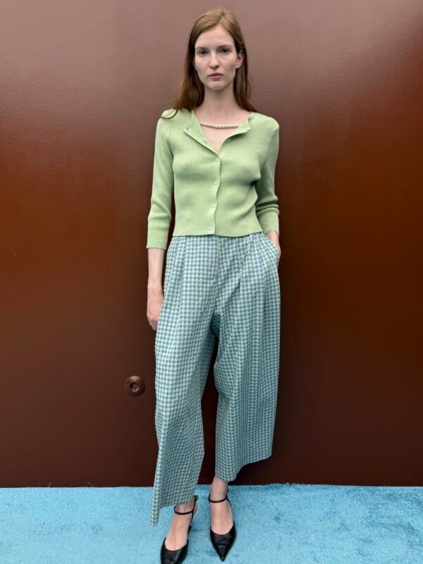 Knitted top with decorative pearl necklace/Milkwhite μπλούζα - Image 3